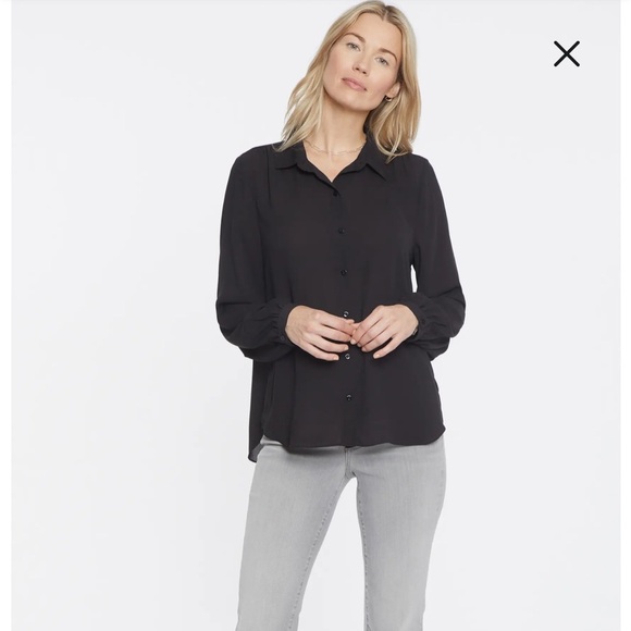 NWT NYDJ Black Modern Blouse Size Large button front - Picture 3 of 5